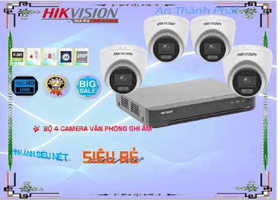 Bộ 4 camera thu âm văn phòng Hikvision, Camera thu âm văn phòng Hikvision, Bộ camera Hikvision có chức năng thu âm, Camera thu âm Hikvision dành cho văn phòng, Bộ 4 camera thu âm cho văn phòng, Camera Hikvision có khả năng thu âm, Thiết bị thu âm cho văn phòng Hikvision, Bộ 4 camera thu âm giá rẻ