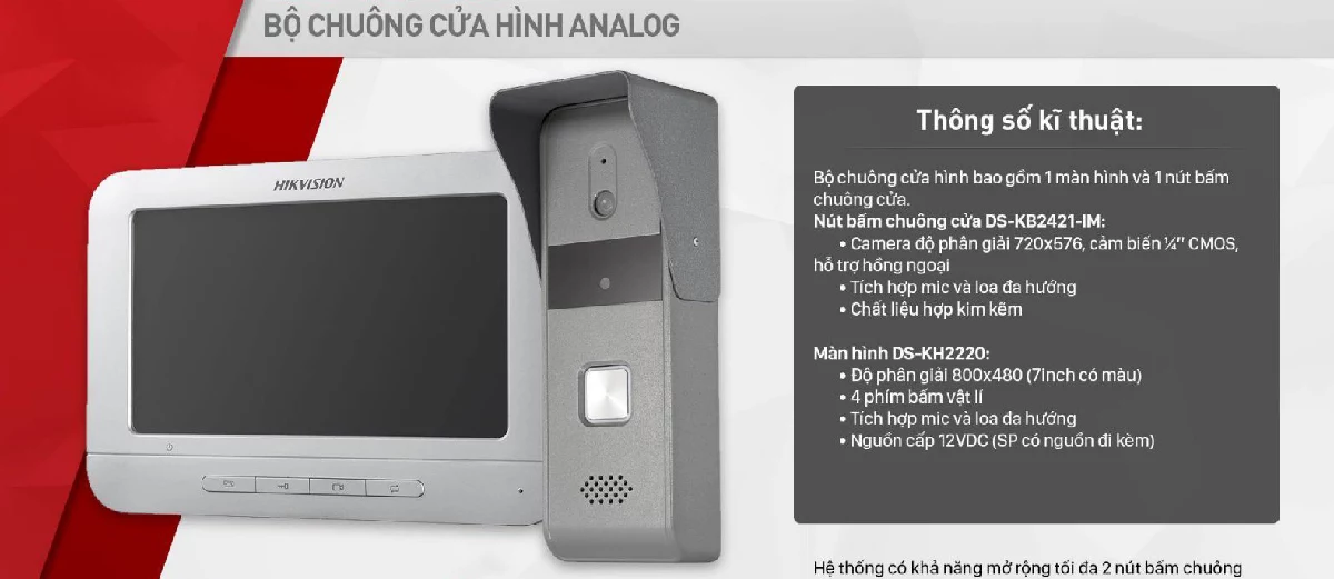 Chuông Cửa Màn Hình Chính hãng Hikvision