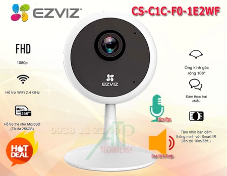 Camera wifi ezviz CS C1C F0 1E2WF kết nối wifi dễ dàng độ phân giải full hd 1080p âm thanh 2 chiều to rõ góc nhìn rộng