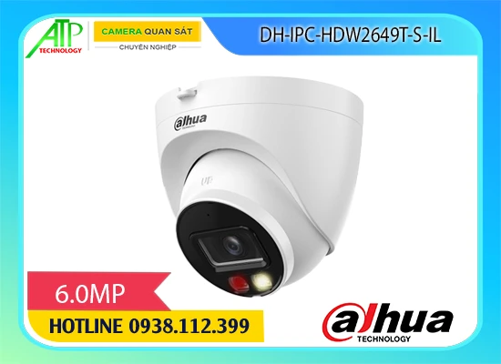 camera dahua 6mp dome, camera ip dahua full color, camera dahua DH-IPC-HDW2649T-S-IL, camera smart dual light dahua, camera ip dome ngoài trời