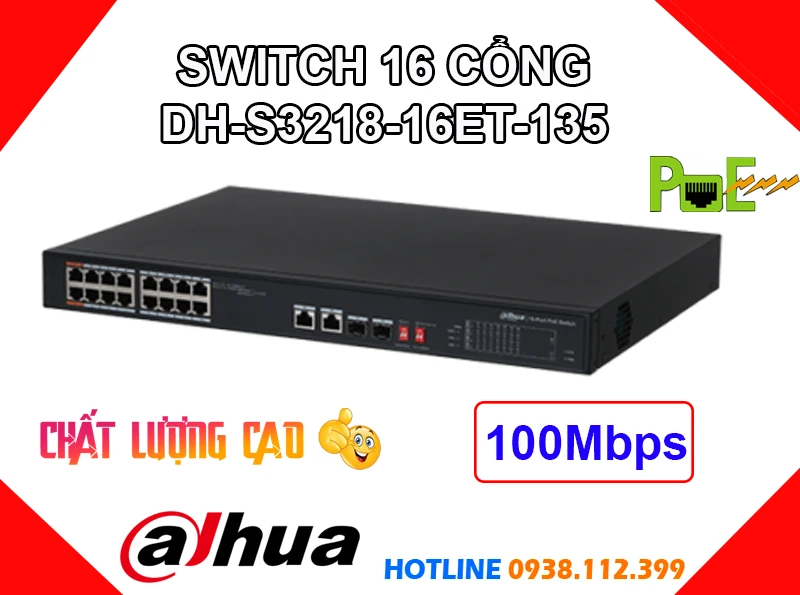 Lắp đặt camera Switch Chia DH-S3218-16ET-135 Dahua