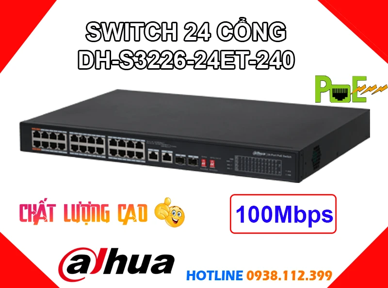 Lắp đặt camera Switch Chia 24 Cổng DH-S3226-24ET-240 Dahua