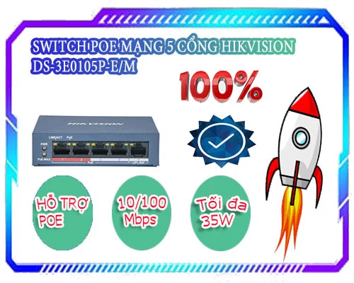 DS-3E0105P-E/M , Swicth 4P POE , switch giá rẻ , swicth mạng 5 cổng 