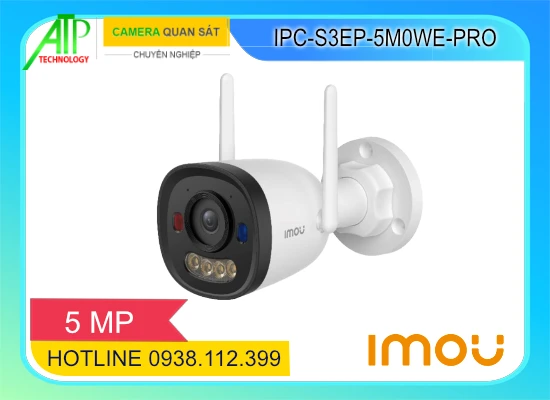 camera imou ipc-s3ep-5m0we-pro, camera bullet 3 pro 5mp, camera wifi ngoài trời 5mp imou, camera full color 3k imou, camera an thành phát