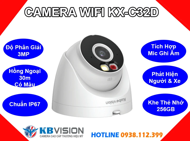 KX-C32D Camera KBvision (3MP), camera quan sát KX-C32D, camera chính hãng KX-C32D, lắp đặt camera KX-C32D, lắp camera KX-C32D giá rẻ, camera ip wifi KX-C32D, camera ghi âm KX-C32D, camera không dây KX-C32D, camera KX-C32D giá rẻ, KX-C32D, KBVISION KX-C32D,