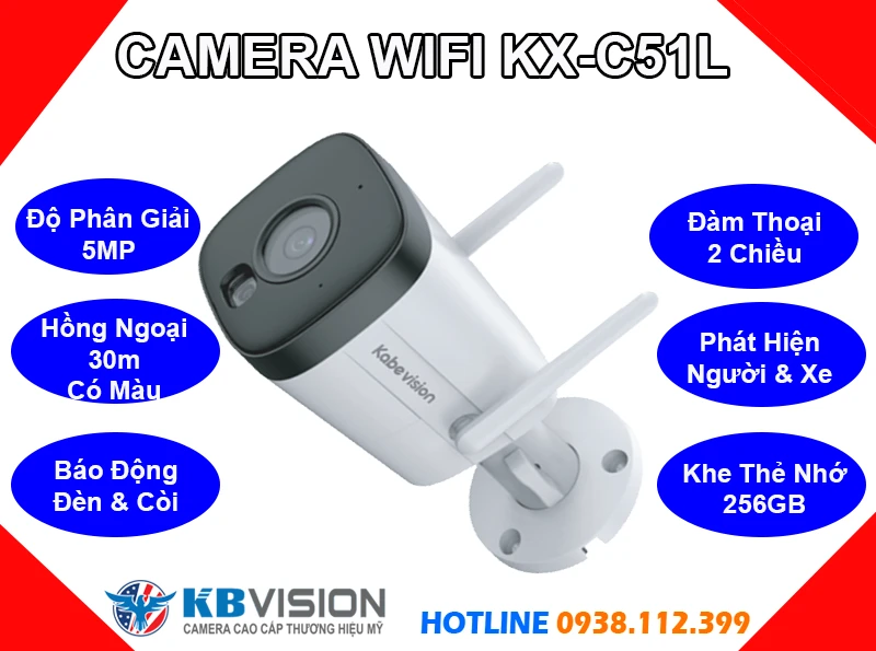 Camera Wifi KX-C51L KBvision (5MP), camera quan sát KX-C51L, camera giám sát KX-C51L, lắp đặt camera KX-C51L, lắp camẻa KX-C51L giá rẻ, camera không dây KX-C51L, camera KX-C51L giá rẻ, camera KX-C51L chính hãng, camera ngoài trời KX-C51L, KX-C51L,