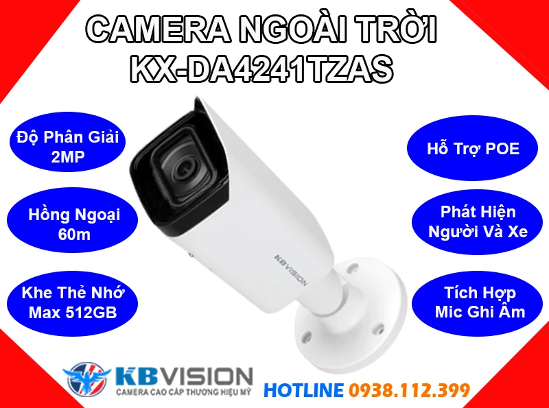 KX-DA4241TZAS,Camera KBVISION KX-DA4241TZAS,KX-DA4241TZAS Giá Hấp Dẫn,KX-DA4241TZAS POE Không Cần Dây Nguồn Nhận diên khuôn mặt tốt hơn khi điều kiện chói sáng 120dB Tốt nhất,KX-DA4241TZAS mới,bán Loại Camera an ninh KX-DA4241TZAS,KX-DA4241TZAS Bán Giá Rẻ,KX-DA4241TZAS 2.0 megapixel bán chạy nhất