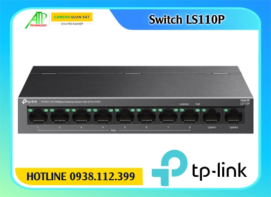 Bộ chuyển mạch mạng TP-Link LS110P, Switch TP-Link LS110P 10-Port, Bộ chia mạng PoE+ TP-Link LS110P, Switch PoE TP-Link LS110P 10 cổng, TP-Link LS110P Switch 10 cổng 8 PoE+, Bộ chuyển mạch LS110P, Switch cho camera TP-Link LS110P.


