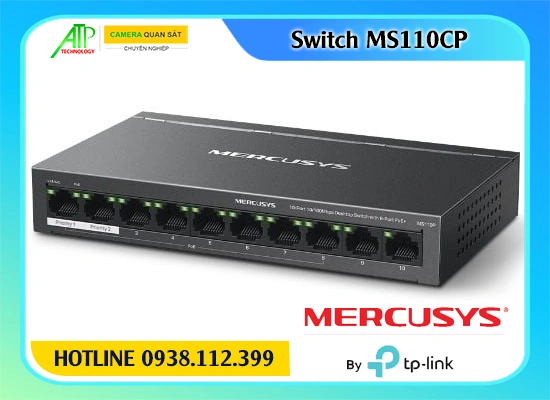 Bộ chuyển mạch Mercusys MS110CMP, Switch PoE+ Mercusys MS110CMP, Bộ chia mạng 10 cổng MS110CMP, Switch Mercusys 8 cổng PoE MS110CMP, Bộ chuyển mạch cho camera MS110CMP, Switch mạng MS110CMP, Mercusys MS110CMP 10-Port Switch

