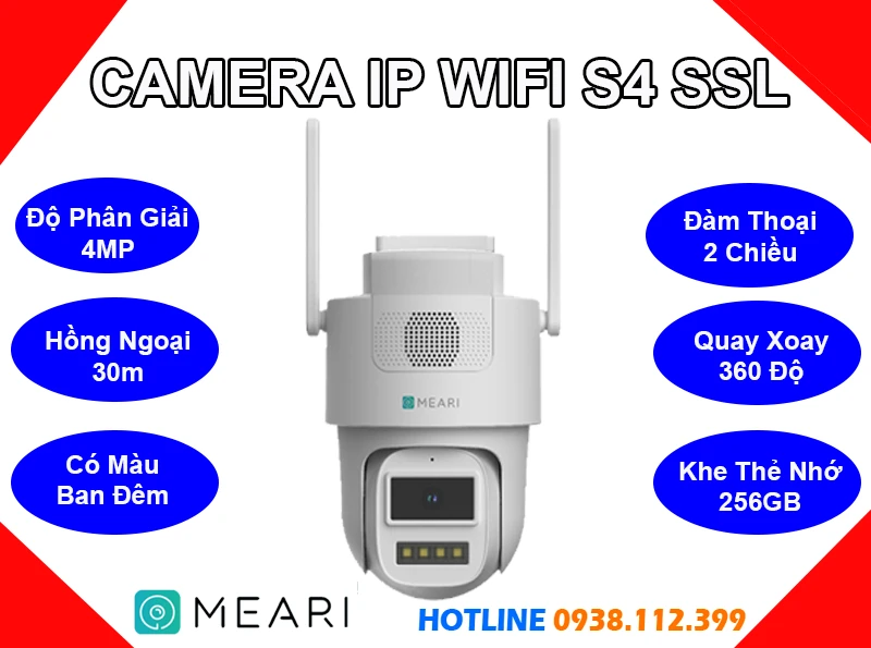 Meari S4 SSL Camera IP Wifi Không Dây (4MP), Meari S4 SSL, S4 SSL, Camera IP Wifi Không Dây, Camera IP Wifi Không Dây Meari S4 SSL, lắp đặt camera Meari S4 SSL chính hãng, camera Meari S4 SSL giá rẻ, camera quan sát Meari S4 SSL, camera ngoài trời Meari S4 SSL