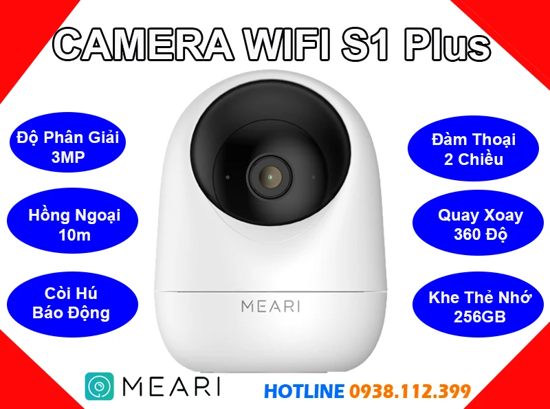 Camera Wifi Meari S1 Plus (3MP), Meari S1 Plus, S1 Plus, camera quan sát S1 Plus, lắp đặt camera Meari S1 Plus, camera IP Wifi không dây Meari S1 Plus, camera Meari S1 Plus chính hãng, lắp đặt camera Meari S1 Plus giá rẻ,
