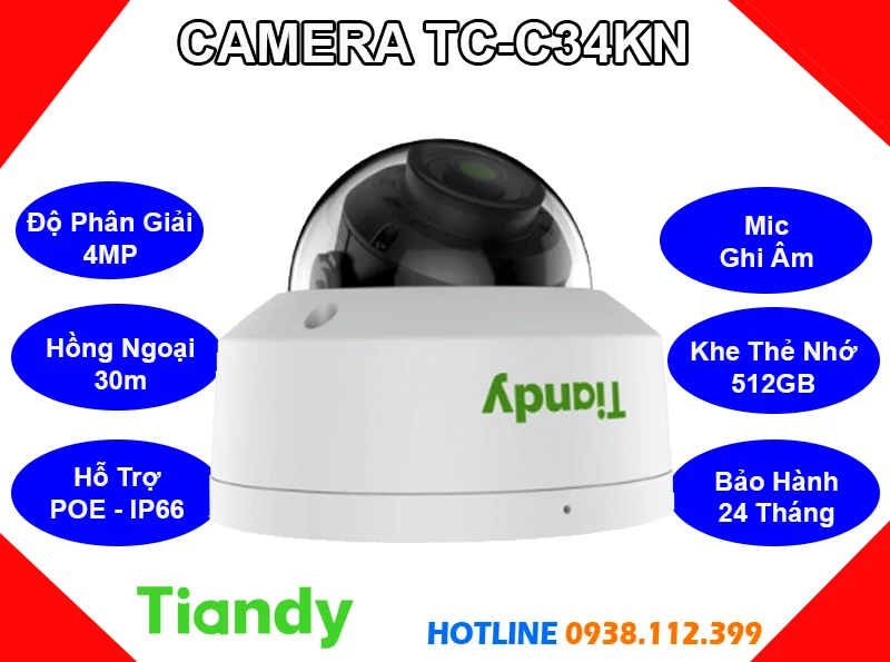 Camera TIANDY TC-C34KN Ghi Âm (4MP), camera quan sát TIANDY TC-C34KN, camera ghi âm TIANDY TC-C34KN, lắp camera TIANDY TC-C34KN giá rẻ, lắp đặt camera TIANDY TC-C34KN, camera chính hãng TIANDY TC-C34KN, camera TIANDY TC-C34KN giá rẻ, TIANDY TC-C34KN,TC-C34KN, 