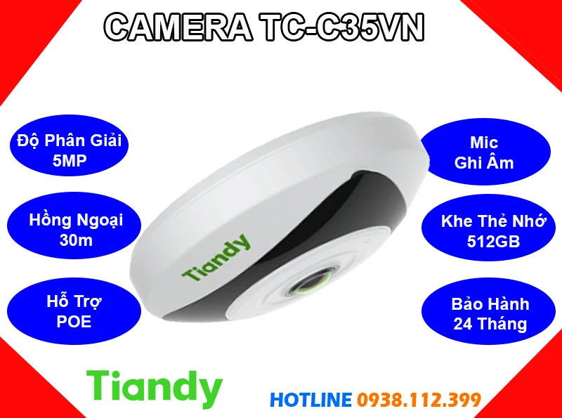 Camera Mắt Cá TIANDY TC-C35VN (5MP), camera quan sát TIANDY TC-C35VN, lắp đặt camera TIANDY TC-C35VN, lắp camera TIANDY TC-C35VN giá rẻ, camera TIANDY TC-C35VN giá rẻ, camera ghi âm TIANDY TC-C35VN, camera trong nhà TIANDY TC-C35VN,