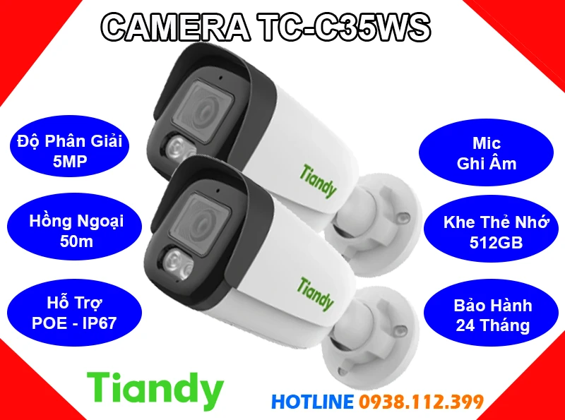 Camera TIANDY TC-C35WS Ghi Âm (5MP), camera quan sát TIANDY TC-C35WS, camera ngoài trời TIANDY TC-C35WS, camera ghi âm TIANDY TC-C35WS, lắp đặt camera TIANDY TC-C35WS, lắp camera TIANDY TC-C35WS giá rẻ, camera TIANDY TC-C35WS giá rẻ, TIANDY TC-C35WS, TC-C35WS,