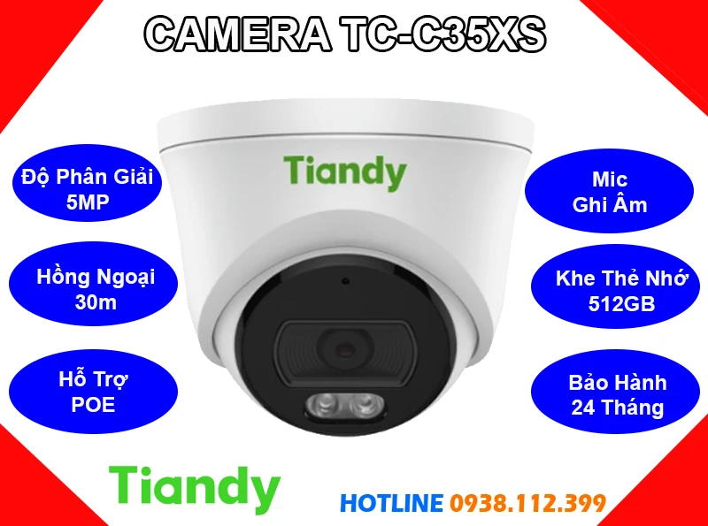 Camera TIANDY TC-C35XS (5MP), camera quan sát TIANDY TC-C35XS, lắp đặt camera TIANDY TC-C35XS, lắp camera TIANDY TC-C35XS giá rẻ, camera TIANDY TC-C35XS giá rẻ, camera chính hãng TIANDY TC-C35XS, camera ghi âm TIANDY TC-C35XS,