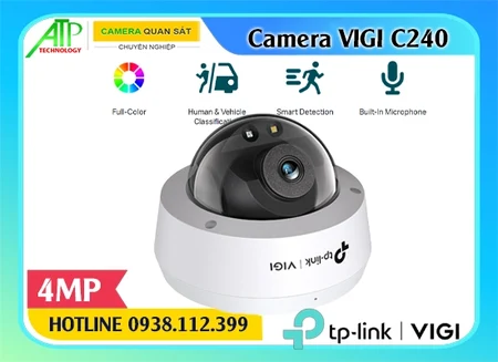 Camera Dome VIGI C240 có màu 4MP, VIGI C240 ghi hình ban đêm, VIGI C240 phát hiện thông minh, Camera VIGI C240 tích hợp mic, VIGI C240 chuẩn chống nước IP67, Dome VIGI C240 nén H265+, Camera VIGI C240 quản lý qua app

