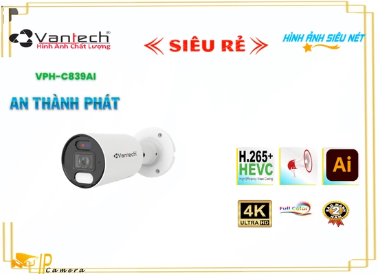 Lắp đặt camera wifi giá rẻ Camera VPH-C839AI Hồng Ngoại