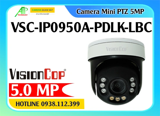 camera mini PTZ Visioncop 5MP VSC-IP0950A-PDLK-LBC, camera mini xoay 360 độ 5MP, camera PTZ mini full color, camera IP mini có zoom quang, camera mini giám sát ban đêm có màu, camera mini ngoài trời chống nước, camera mini PTZ Visioncop cho gia đình