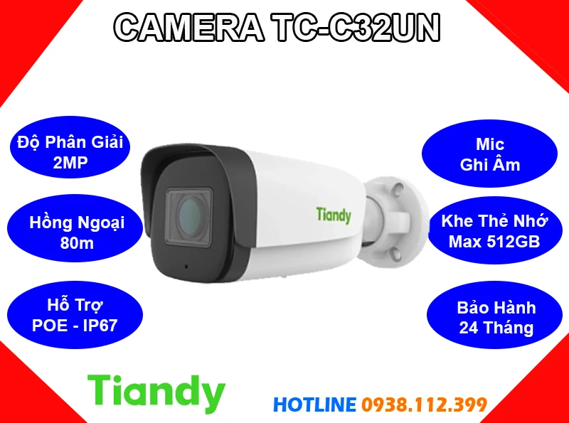 Camera TIANDY TC-C32UN (2MP), camera ngoài trời TIANDY TC-C32UN, lắp đặt camera TIANDY TC-C32UN, lắp camera TIANDY TC-C32UN giá rẻ, TIANDY TC-C32UN, camera ghi âm TIANDY TC-C32UN, camera chính hãng TIANDY TC-C32UN, TC-C32UN, camera sắc nét TC-C32UN,