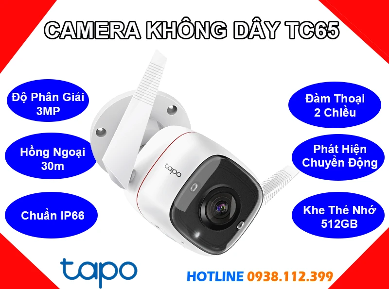Camera Wifi Không Dây Tapo TC65 Ngoài Trời (3MP), camera không dây Tapo TC65, camera ngoài trời Tapo TC65, Tapo TC65, lắp đặt camera Tapo TC65, lắp camera Tapo TC65 giá rẻ, camera Tapo TC65 chính hãng, camera ip thân cố định Tapo TC65, camera Tapo TC65, TC65,