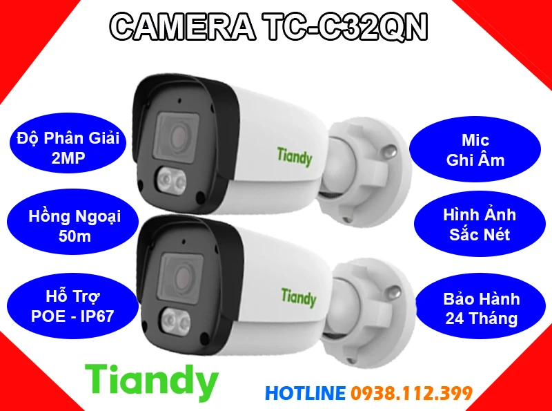 Camera TIANDY TC-C32QN (2MP), camera quan sát TIANDY TC-C32QN, lắp đặt camera TIANDY TC-C32QN, lắp camera TIANDY TC-C32QN giá rẻ, camera TIANDY TC-C32QN giá rẻ, camera ghi âm TIANDY TC-C32QN, camera ngoài trời TIANDY TC-C32QN, TIANDY TC-C32QN, TC-C32QN,