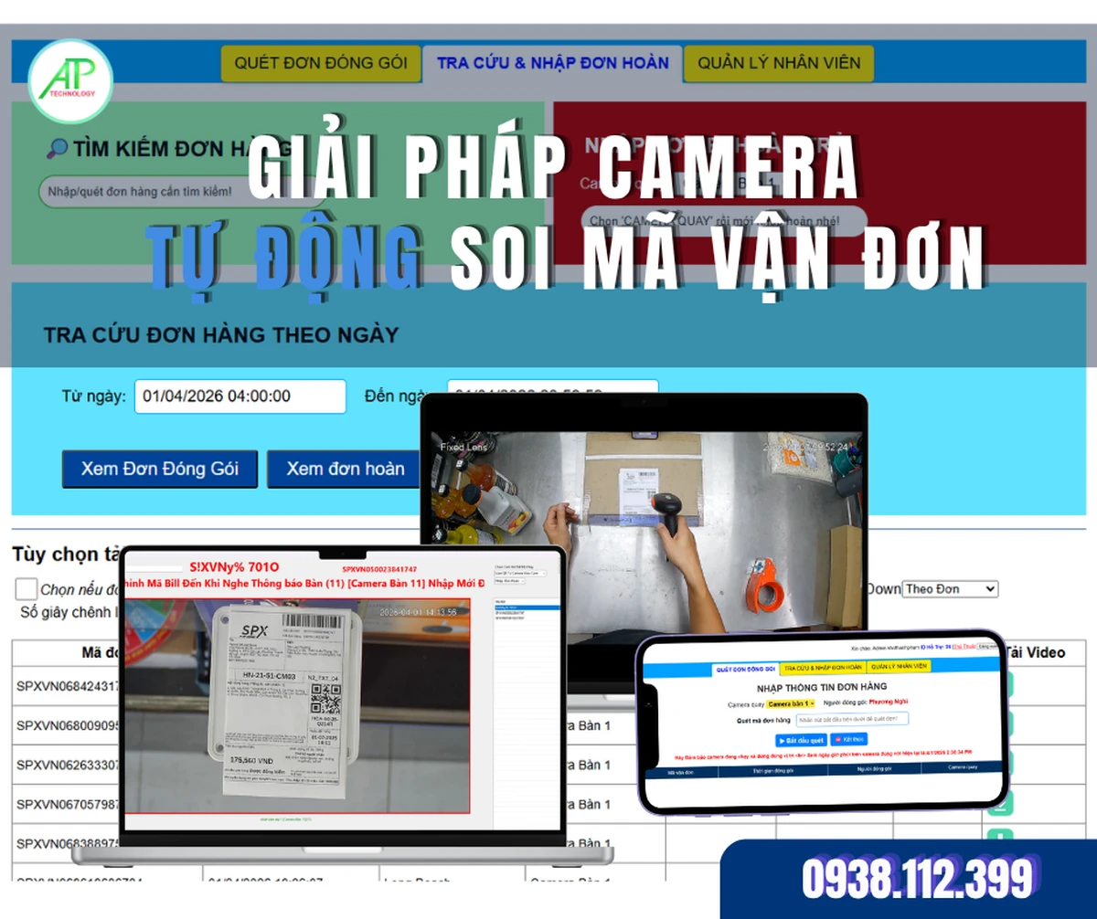 giải pháp camera cho shop online,camera tự động nhận diện mã vận đơn,truy xuất video đóng hàng,bằng chứng đối soát sàn TMĐT,quản lý đơn hàng hoàn trả