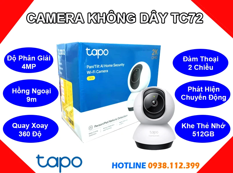 Camera IP Wifi Không Dây Tapo TC72 (4MP), lắp đặt camera Tapo TC72, camera quan sát Tapo TC72, lắp camera Tapo TC72 giá rẻ, camera Tapo TC72 chính hãng, camera Tapo TC72 giá rẻ, camera quay xoay Tapo TC72, camera trong nhà Tapo TC72, Tapo TC72, camera Tapo TC72, TC72,