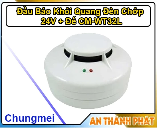 Đầu Báo Khói Quang Có Đèn Chớp Chungmei CM-WT32L, đầu báo khói quang có đèn CM-WT32L chính hãng, lắp đặt đầu báo khói quang có đèn chớp giá rẻ, CM-WT32L