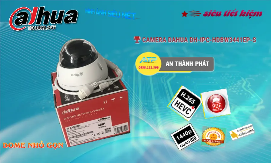 Camera  Dahua DH-IPC-HDBW3441EP-S Thiết kế Đẹp
