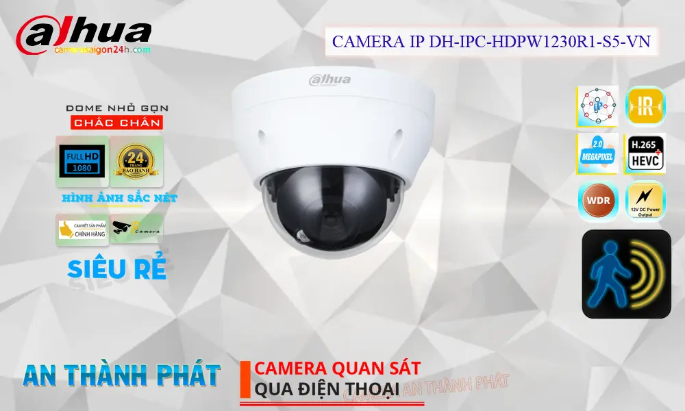 DH-IPC-HDPW1230R1-S5-VN Camera Thiết kế Đẹp Dahua DH-IPC-HDPW1230R1-S5-VN Camera Thiết kế Đẹp Dahua