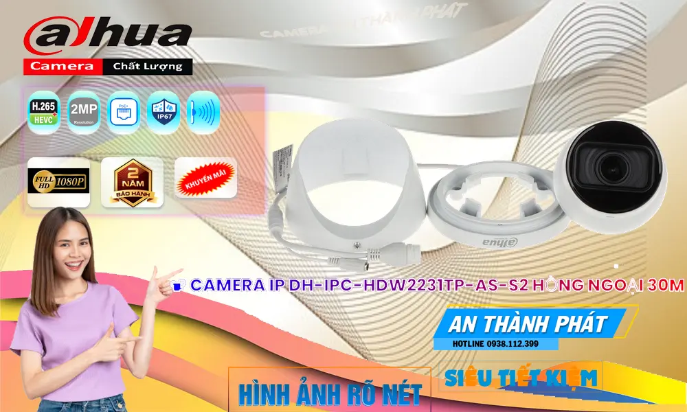 Camera DH-IPC-HDW2231TP-AS-S2 Sắt Nét ✨