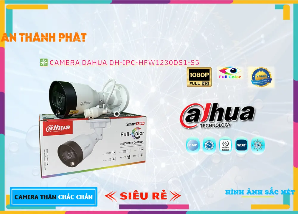 Camera DH-IPC-HFW1239S1-LED-S5 Dahua Sắt Nét Camera DH-IPC-HFW1239S1-LED-S5 Dahua Sắt Nét