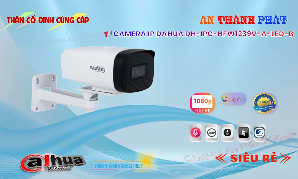 Camera An Ninh  Dahua DH-IPC-HFW1239V-A-LED-B Thiết kế Đẹp