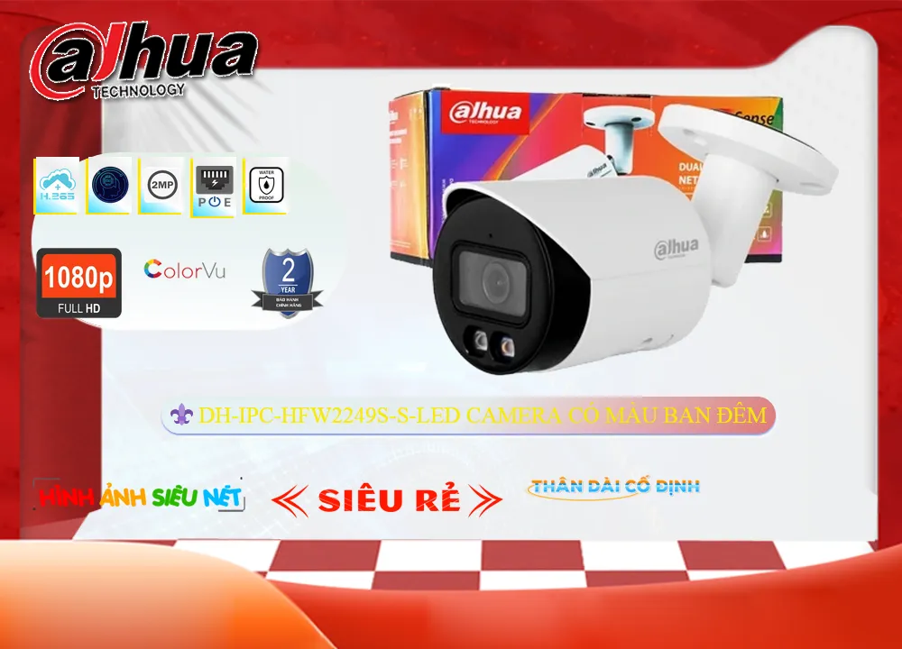 Camera Dahua Sắt Nét DH-IPC-HFW2249S-S-LED Camera Dahua Sắt Nét DH-IPC-HFW2249S-S-LED