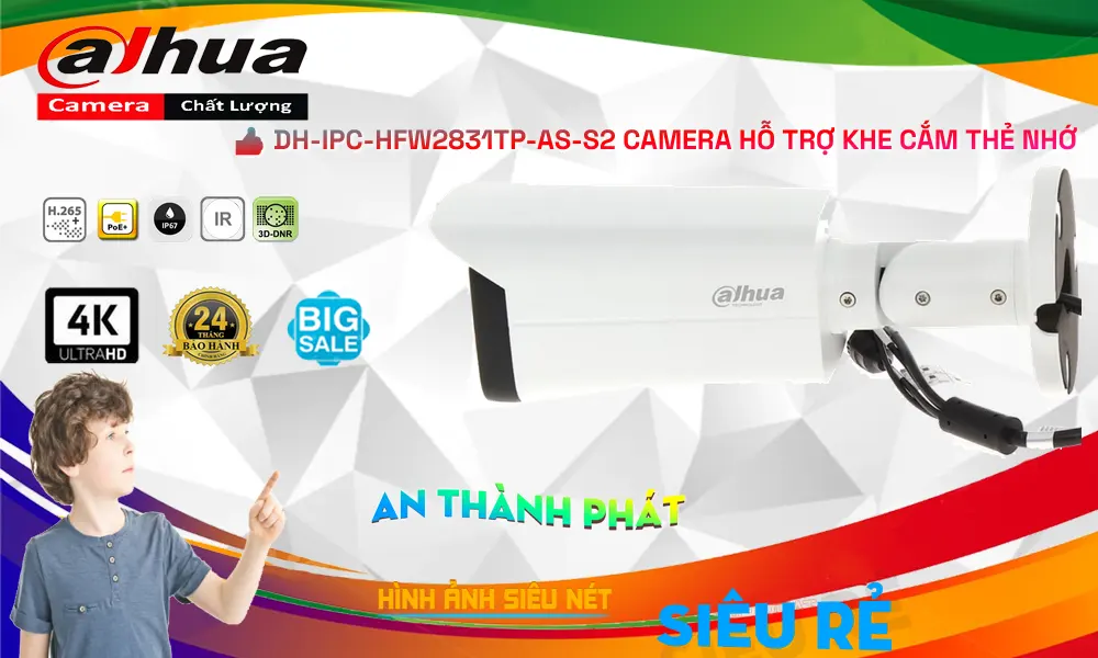 Camera DH-IPC-HFW2831TP-AS-S2 Sắt Nét