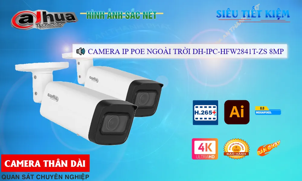 DH-IPC-HFW2841T-ZS Camera IP Ngoài Trời Hình Ảnh 4K