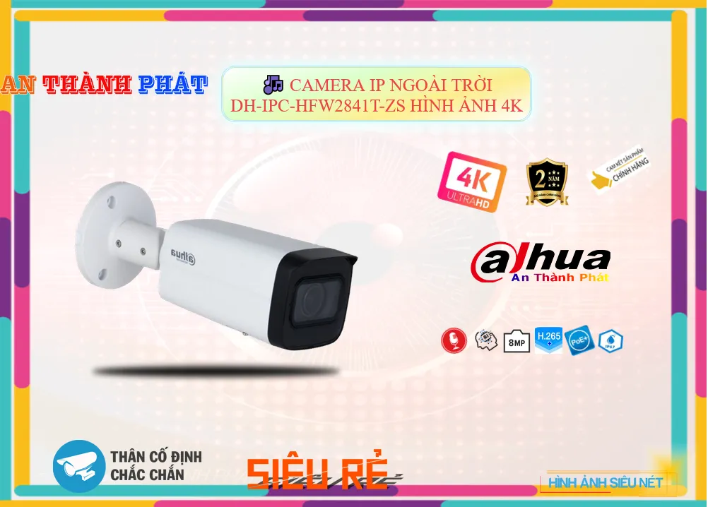 DH-IPC-HFW2841T-ZS Camera IP Ngoài Trời Hình Ảnh 4K,Bán Giá DH-IPC-HFW2841T-ZS,DH-IPC-HFW2841T-ZS giá kỹ thuật,bán ,Phân Phối Sỉ  Camera ,Công ty bán DH-IPC-HFW2841T-ZS Ip POE sắc nét ,DH-IPC-HFW2841T-ZS Giá rẻ nhất,Giá Bán DH-IPC-HFW2841T-ZS,DH-IPC-HFW2841T-ZS Giá Thấp Nhất,DH-IPC-HFW2841T-ZS bán rẻ