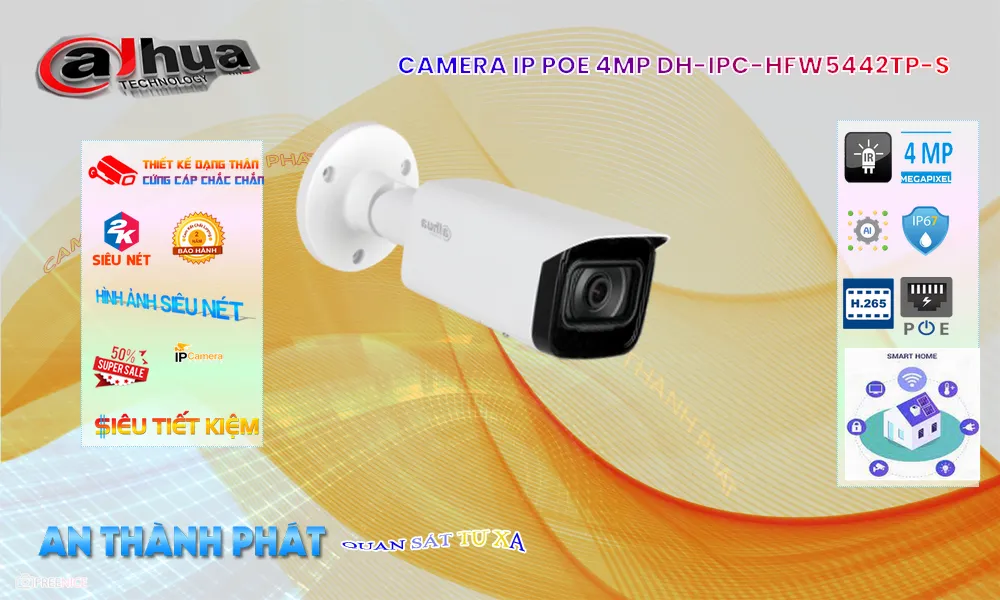 DH-IPC-HFW5442TP-S Camera IP Ngoài Trời 4MP DH-IPC-HFW5442TP-S Camera IP Ngoài Trời 4MP