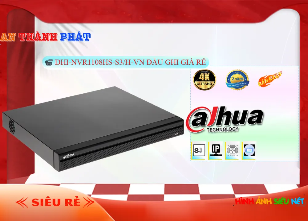 ❇ Đầu Thu KTS Dahua DHI-NVR1108HS-S3/H-VN Thiết kế Đẹp ❇ Đầu Thu KTS Dahua DHI-NVR1108HS-S3/H-VN Thiết kế Đẹp
