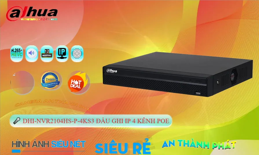 Đầu Thu 4 Kênh IP POE DHI-NVR2104HS-P-4KS3