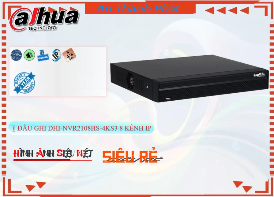 Đầu Thu Dahua DHI-NVR2108HS-4KS3 8 Kênh Đầu Thu Dahua DHI-NVR2108HS-4KS3 8 Kênh