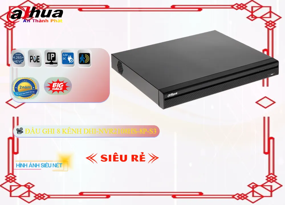 Đầu Thu Dahua DHI-NVR2108HS-8P-S3 Đầu Thu Dahua DHI-NVR2108HS-8P-S3