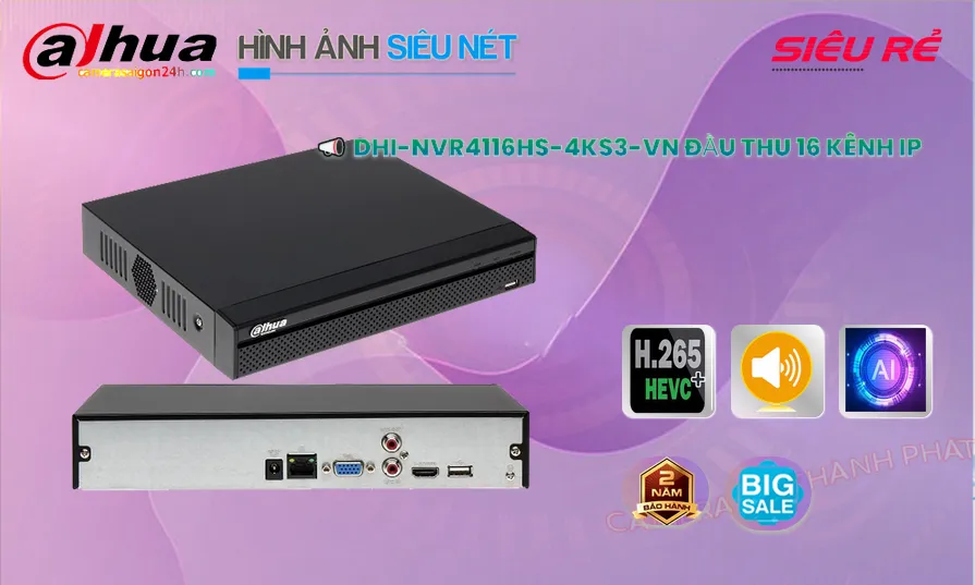 Thiết Bị Ghi Hình 16 Kênh DHI-NVR4116HS-4KS3-VN
