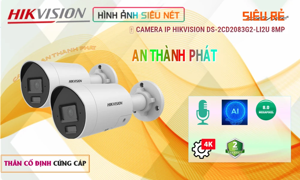 Camera Hikvision Giá tốt IP POE với Trang bị Cảm biến chuyển động DS-2CD2083G2-LI2U Camera Hikvision Giá tốt IP POE với Trang bị Cảm biến chuyển động DS-2CD2083G2-LI2U