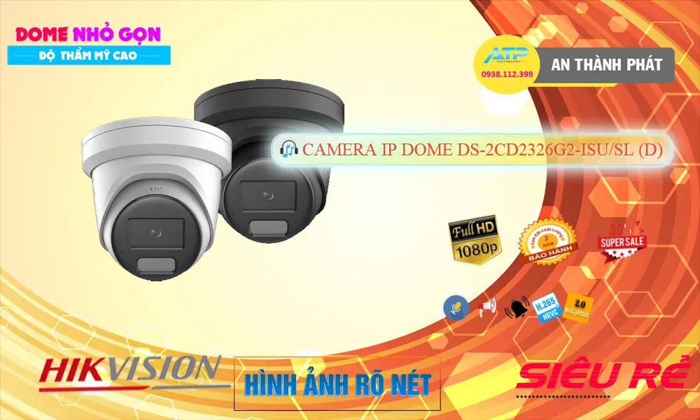 Camera  Hikvision Thiết kế Đẹp DS-2CD2326G2-ISU/SL(D)