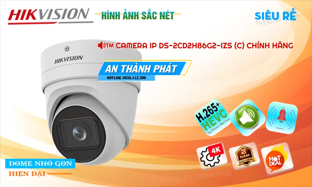 DS-2CD2H86G2-IZS(C) Camera An Ninh Sắt Nét