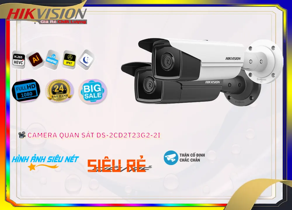DS-2CD2T23G2-2I Camera An Ninh Thiết kế Đẹp DS-2CD2T23G2-2I Camera An Ninh Thiết kế Đẹp
