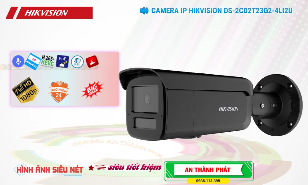 DS-2CD2T23G2-4LI2U Ip POE sắc nét Camera Giám Sát Công Nghệ Mới