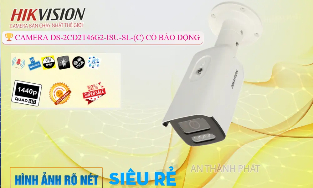 ✪  Camera An Ninh  Hikvision DS-2CD2T46G2-ISU/SL(C) Sắt Nét