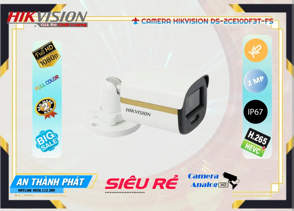 DS-2CE10DF3T-FS Camera Hikvision Thiết kế Đẹp ✓ DS-2CE10DF3T-FS Camera Hikvision Thiết kế Đẹp ✓